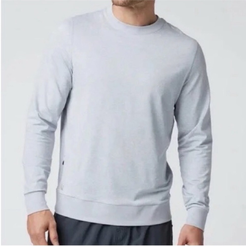 Vuori Mens Ponto Performance Crew Platinum Light Heather Grey